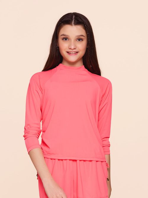 Camiseta UV Manga Longa Laço Teen