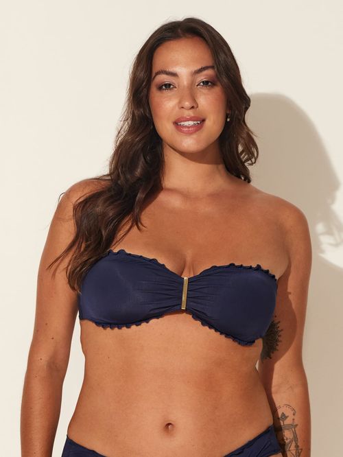 Top Tomara que Caia Ripple com Metal Liso
