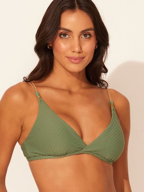 Top Frente Única Texturizado Detalhe Manual Safira