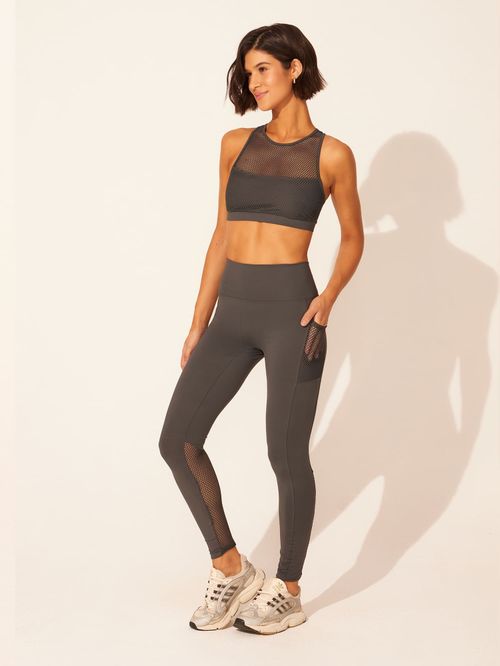 Top Regata e Legging Detalhe Tela Chrome