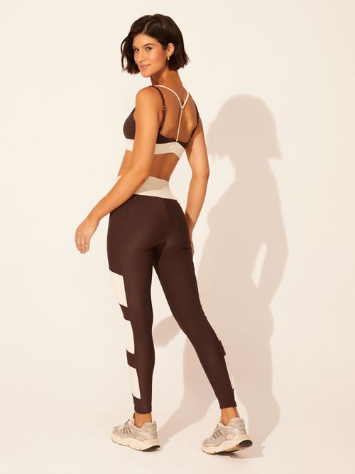 Top Bicolor Alça e Legging Bicolor Duo Fit
