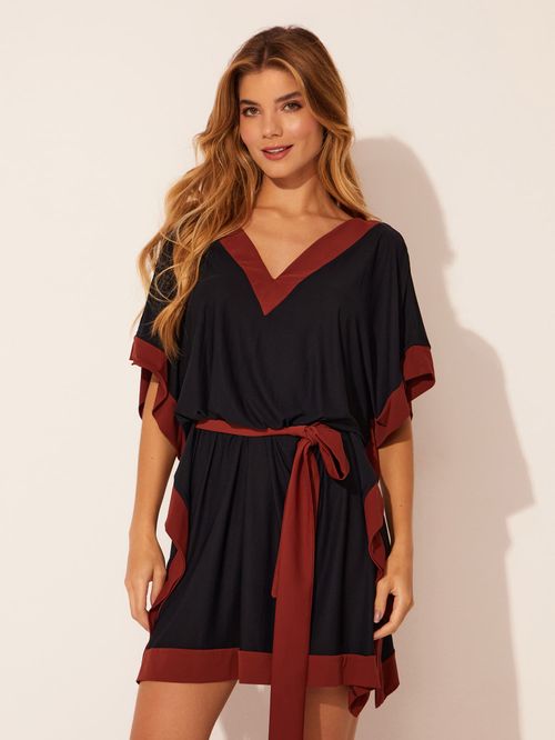 Kaftan Curto Bicolor com Faixa Coachella