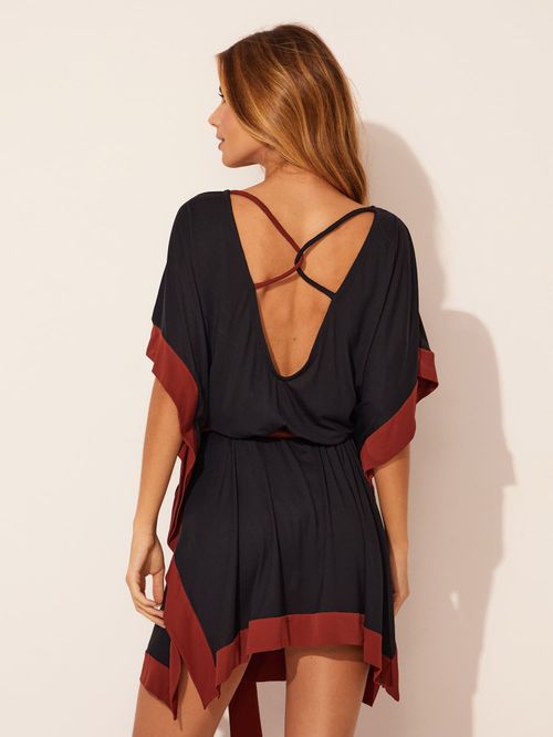 Kaftan Curto Bicolor com Faixa Coachella